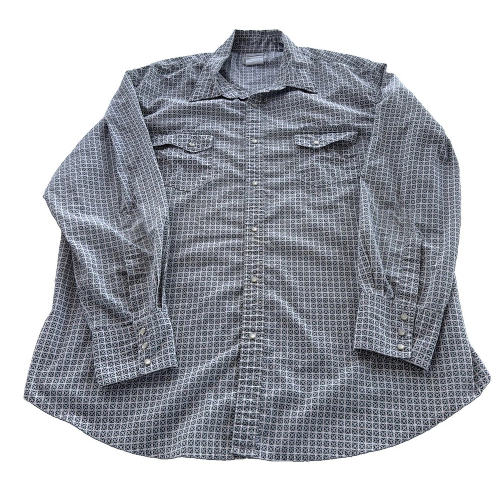 Wrangler Wrancher Mens 2XL Geometric Pearl Snap Western Shirt Cowboy XXL